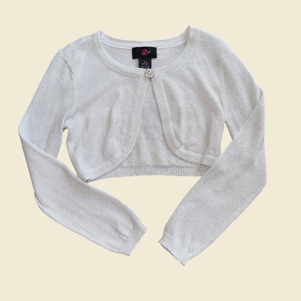 Iz Byer Elegant White Cropped Sweater